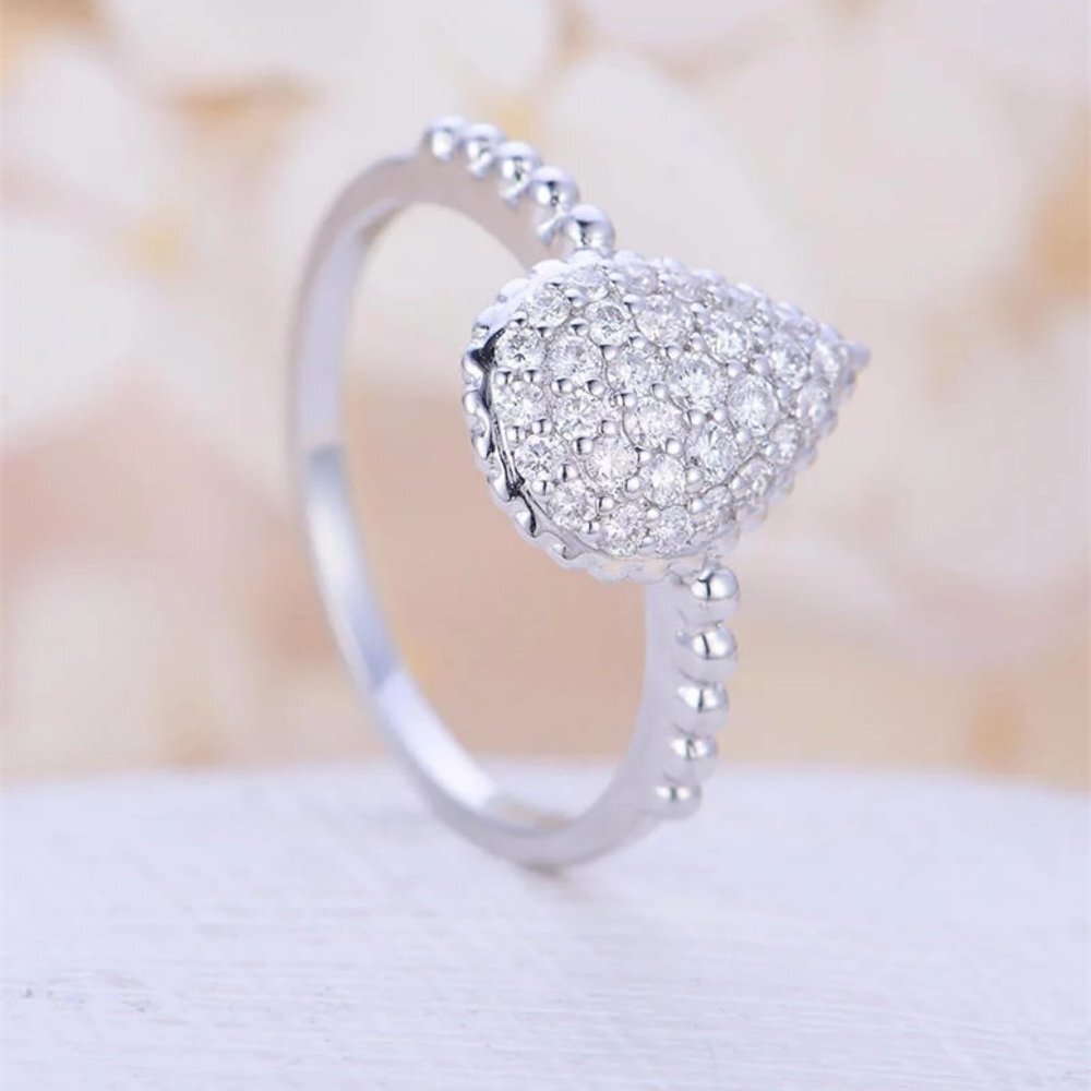 💝 Big Pear Gemstone Zircon Elegant Water Drop Silver Rings for Women,EVGG1355